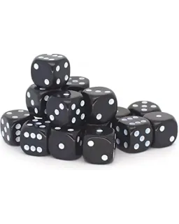 20 x 12mm D6 Dice Set - Black