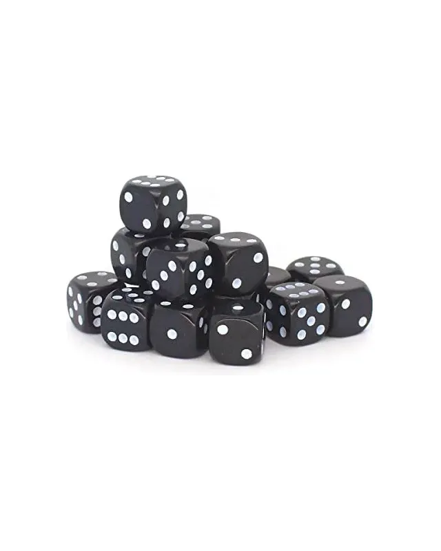 20 x 12mm D6 Dice Set - Black 20 x 12mm D6 Dice Set - Black