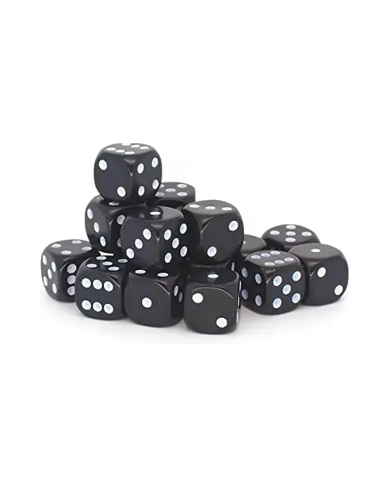 20 x 12mm D6 Dice Set - Black