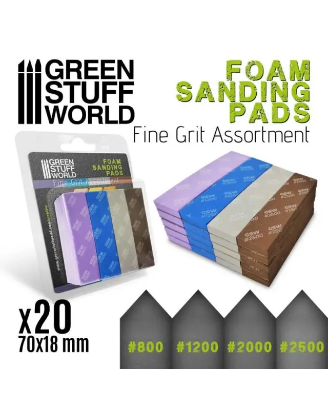 Foam Sanding Pads - FINE GRIT ASSORTMENT x20 Foam Sanding Pads - FINE GRIT ASSORTMENT x20