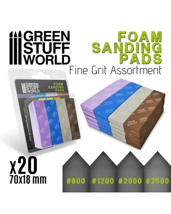 Foam Sanding Pads - FINE GRIT ASSORTMENT x20