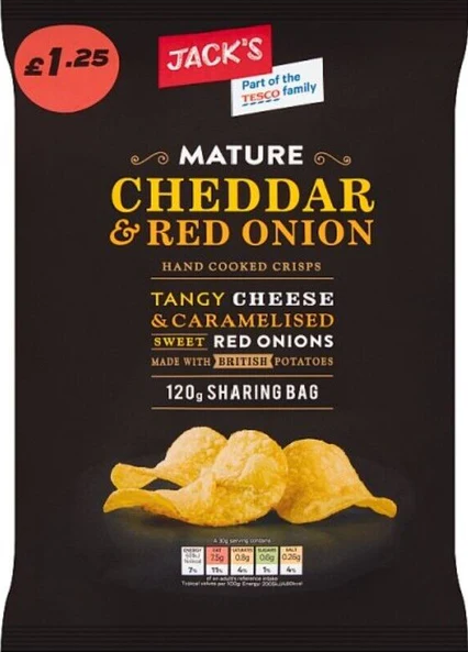 Cheddar & Red Onion Crisps 125G